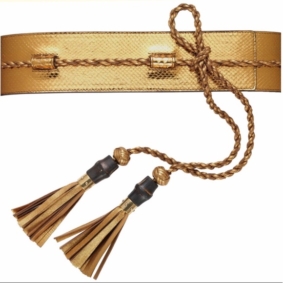 🏆Host Pick🏆Gucci Gld SnakeSkin Bamboo Waist Belt - Picture 5 of 8